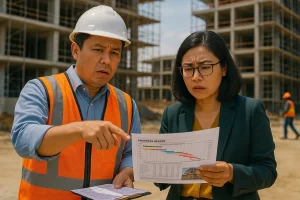CPM review at construction site