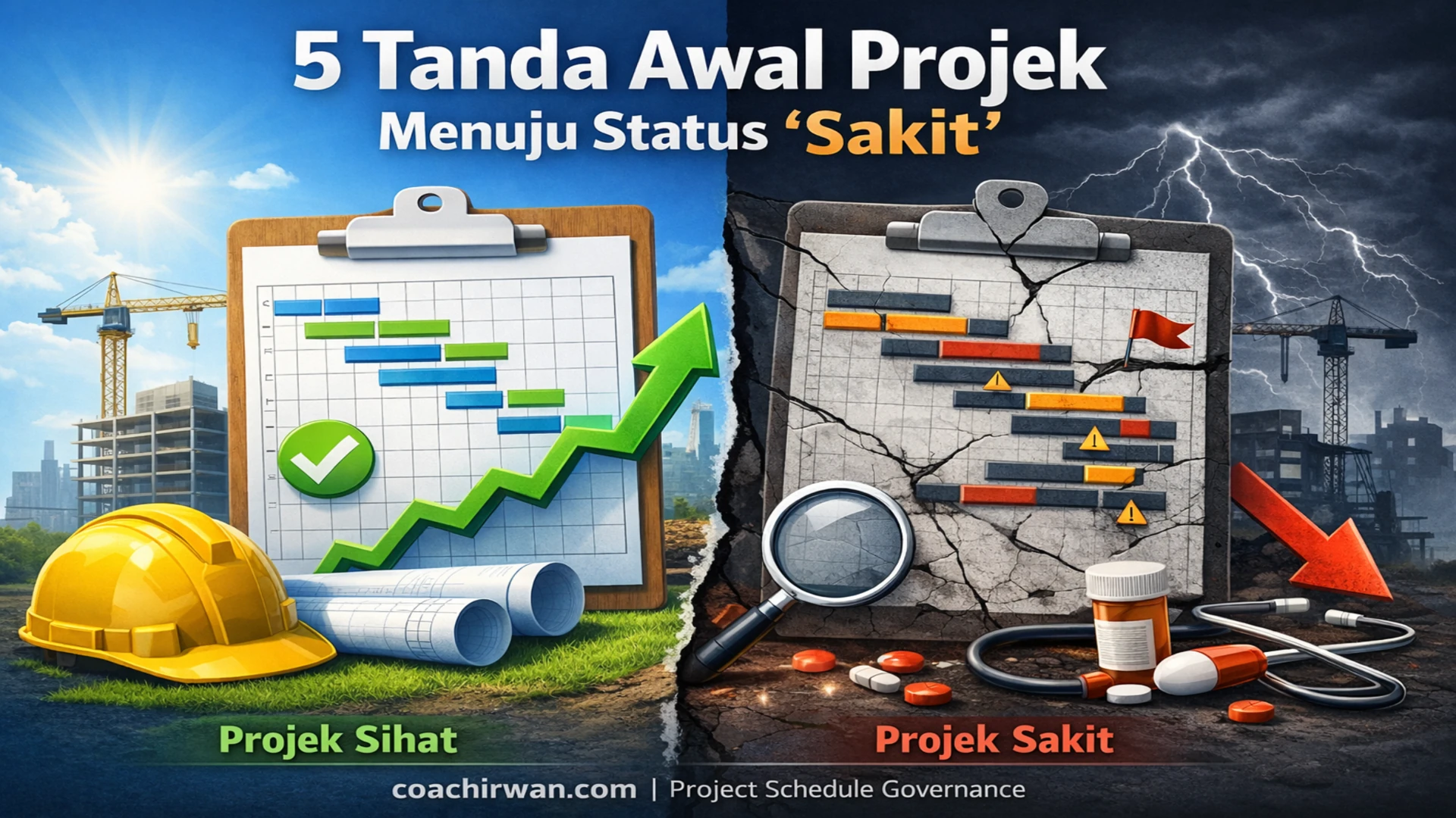 Tanda awal projek pembinaan menuju status projek sakit
